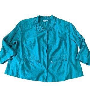 Tahari Jacket Women’s Size 2XL Lightweight Shirt Jacket Teal Full Snap